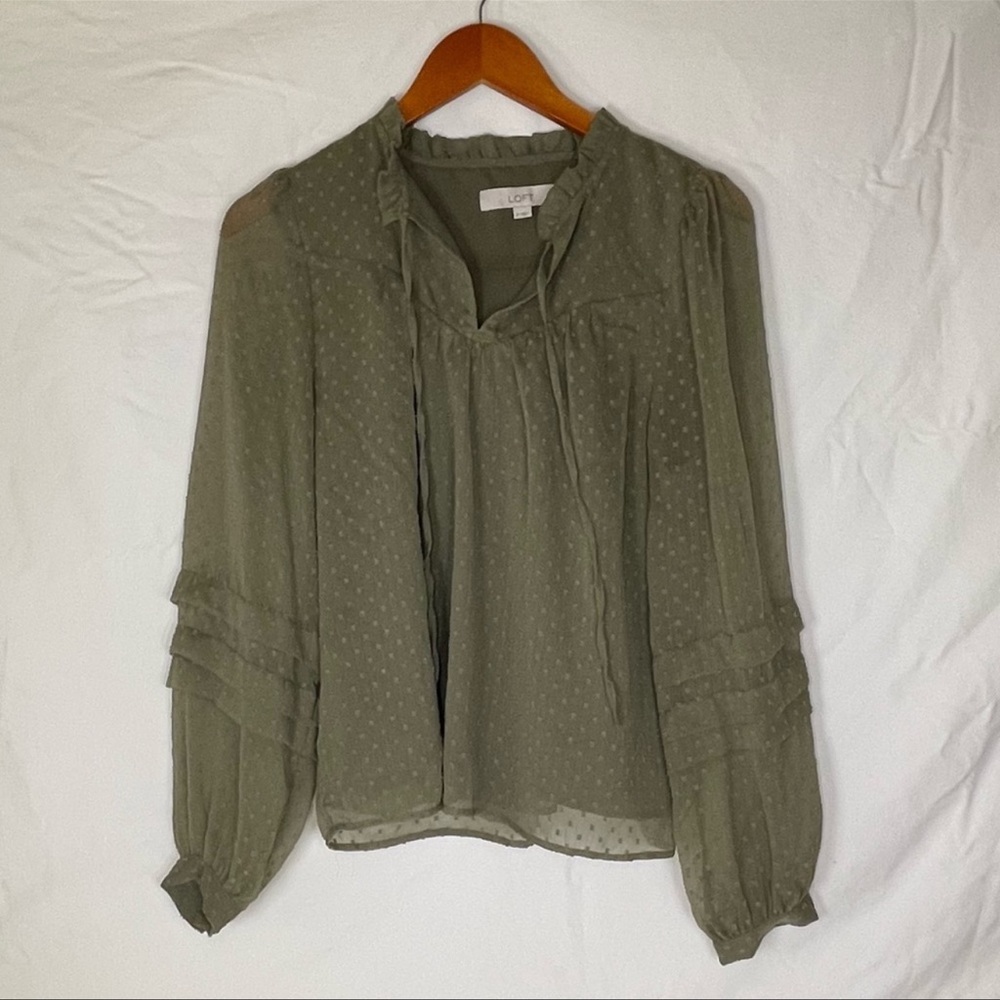 COPY - LOFT olive green long sleeved blouse